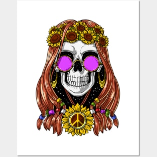 Hippie Skull Posters and Art